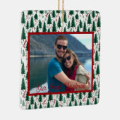 モミモダンの木のパターン私たちの初めてのクリスマスカップル セラミックオーナメント (右)