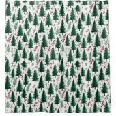 モミモダンの森のクリスマスツリーパターン シャワーカーテン (正面)