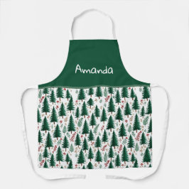 モミモダンの森の木のパターンカスタムクリスマス エプロン