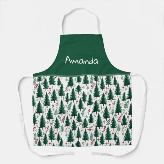 モミモダンの森の木のパターンカスタムクリスマス エプロン (正面)