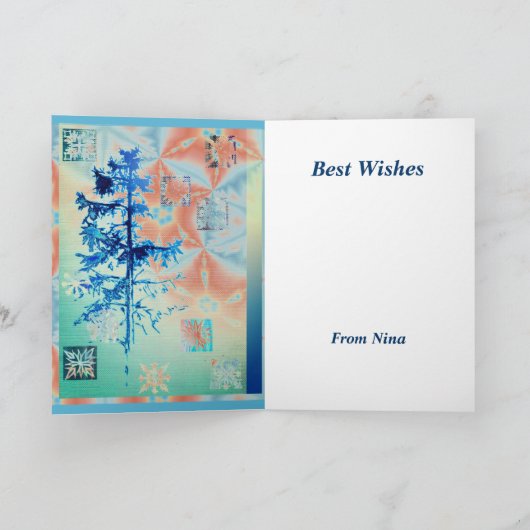 モミ最高のの木と雪の結晶の願い シーズンカード (内部)