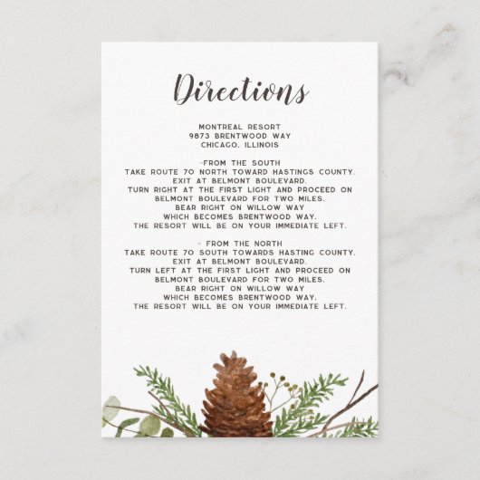 モミ素朴の枝パインコーン結婚詳細 エンクロージャーカード (正面)