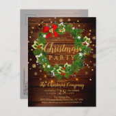 モミ素朴ブランチリースクリスマスパーティー インビテーションポストカード (正面/裏面)