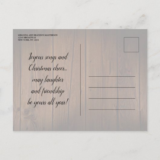 モミ素朴ブランチリースクリスマスパーティー インビテーションポストカード (裏面)