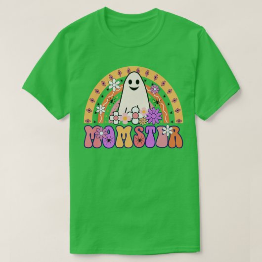 モムスターママ幽霊ヴィンテージハロウィーン Tシャツ (デザイン正面)