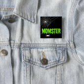 モムスターライムグリーンドリッピングフォントスパイダーウェブ 缶バッジ (インサイチュ)