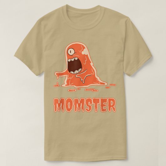 モムスター怖いオレンジ色のスライムモンスターハロウィンママM Tシャツ (デザイン正面)