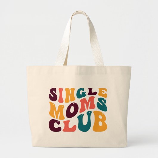 モムズク独身のラブ土産レトロスタイルグルーヴィ ラージトートバッグ (正面)