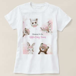 モムトゥビーのためのピンクの森のベビーシャワーのTシャツ Tシャツ
