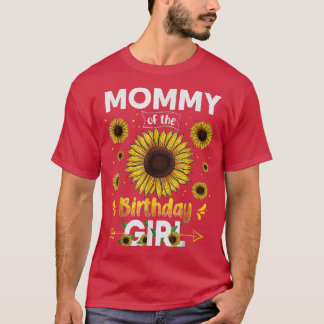 モムームオブザ誕生日ガールヒマワリパーティーファミリー Tシャツ