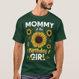 モムームオブザ誕生日ガールヒマワリパーティーファミリー Tシャツ