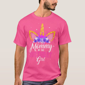モムームオブザ誕生日ガールユニコーンママ誕生日Pr Tシャツ