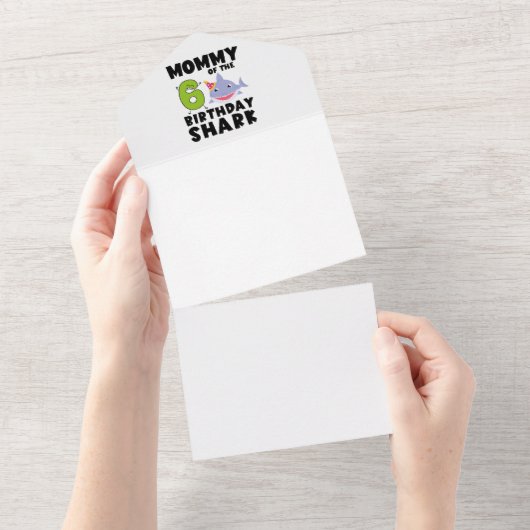 モムームオブザ誕生日シャーク6歳誕生日 オールインワン招待状 (貼ってはがせる)
