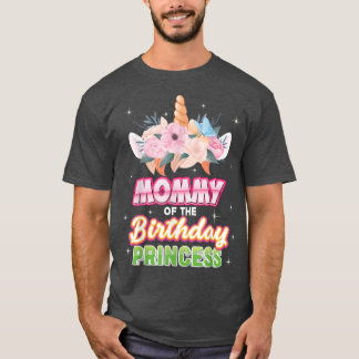 モムームオブザ誕生日プリンセスハッピーユニコーンガール Tシャツ