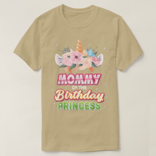 モムームオブザ誕生日プリンセスハッピーユニコーンガール Tシャツ (デザイン正面)