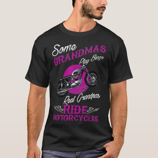 モム実在スに対するGRANDMAS乗りMOCYCLESおもしろいギフト Tシャツ (正面)