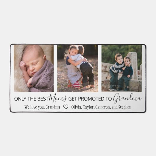 モム最高のスがおばあちゃんに昇進3枚の写真 デスクマット (正面)
