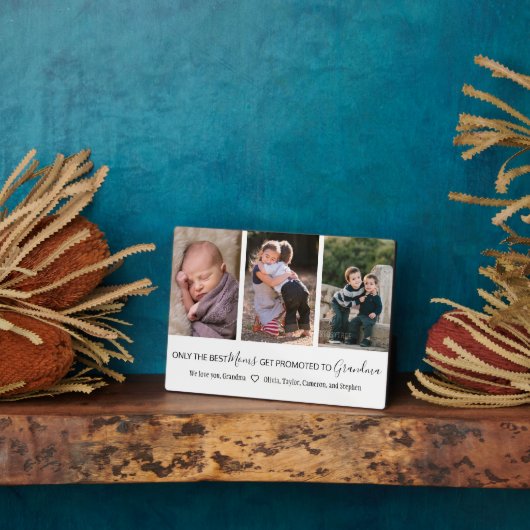 モム最高のスがおばあちゃんに昇進3枚の写真 フォトプラーク (側面)