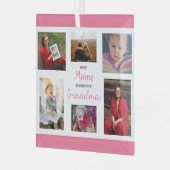 モム最高のムがおばあちゃんのコラージュ写真に昇格 ガラスオーナメント (正面左)