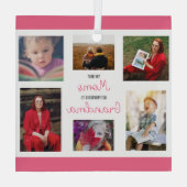 モム最高のムがおばあちゃんのコラージュ写真に昇格 ガラスオーナメント (裏面)