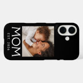 モム設立時のタイポグラフィー写真 ブラック Case-Mate iPhoneケース (裏面 (横))