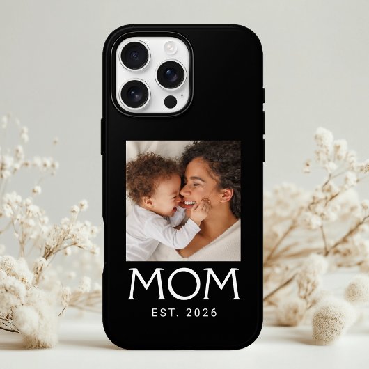モム設立時のタイポグラフィー写真 ブラック Case-Mate iPhoneケース