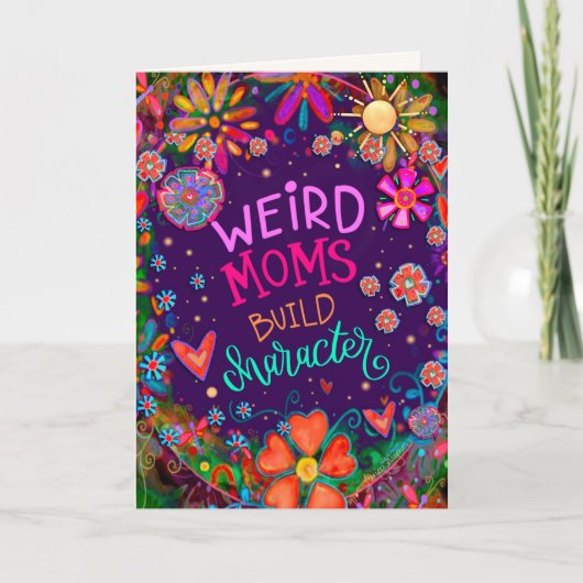 モム風変わりスおもしろいキュートおもしろいハートフローラカード カード (正面)