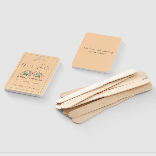 モモおよびティール(緑がかった色)の楽園の結婚式 ハンドファン (組立なし)