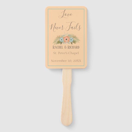 モモおよびティール（緑がかった色）の楽園の結婚式 ハンドファン (正面)