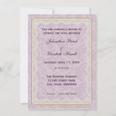 モモおよびラベンダーのばら色の結婚式招待状 招待状 (裏面)