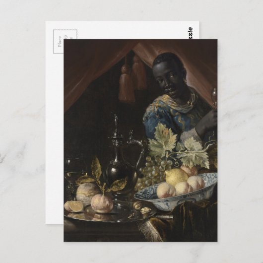 モモおよびレモンが付いている静物画 ポストカード (正面/裏面)