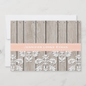 モモおよび白いアジサイのメーソンジャーのブライダルシャワー 招待状 (裏面)