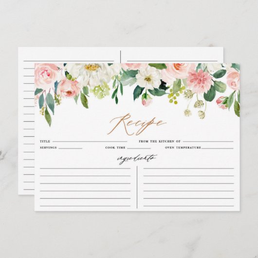 モモおよび白い花のレシピカード エンクロージャーカード (正面/裏面)
