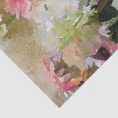 モモおよび緑の花の水彩画 薄葉紙 (詳細)