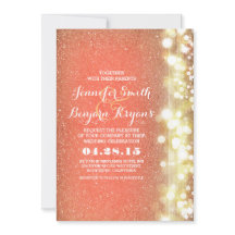 モモおよび金ゴールドのグリッターライト結婚