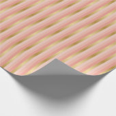 モモおよび金ゴールドは縞で飾ります ラッピングペーパー (角)