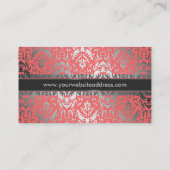 モモおよび銀のエレガントなダマスク織パターン 名刺 (裏面)