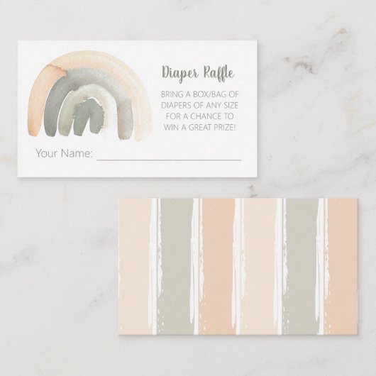 モモとグレーの水色レインボーベビーシャワー エンクロージャーカード (正面/裏面)