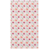 モモのクリームのストライプな水彩画の花 テーブルクロス (正面)