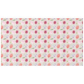モモのクリームのストライプな水彩画の花 テーブルクロス (正面(横))