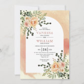 モモのサボテンの花ソフトテラコッタア結婚ルチズ 招待状 (正面)