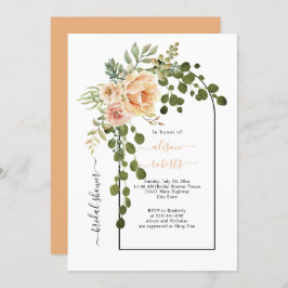 モモのサンゴの花結婚のアーチブライダルシャワー 招待状