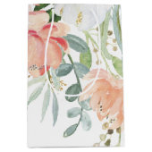 モモのセージグリーンの水彩画によっては中型のバッグが開花します ミディアムペーパーバッグ (正面)