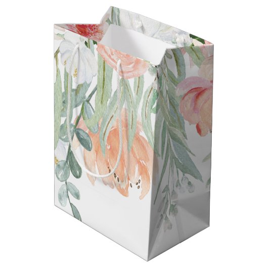 モモのセージグリーンの水彩画によっては中型のバッグが開花します ミディアムペーパーバッグ (裏面アングル)