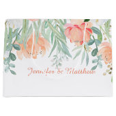 モモのセージグリーンの水彩画によっては大きいバッグが開花します ラージペーパーバッグ (正面)