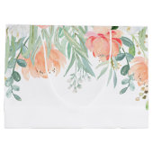 モモのセージグリーンの水彩画によっては大きいバッグが開花します ラージペーパーバッグ (裏面)