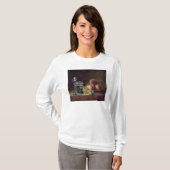 モモのバスケットが付いている静物画 Tシャツ (正面フル)