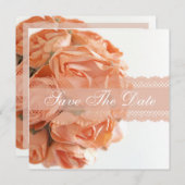 モモのバラおよびレースのセーブ・ザ・デート案内 セーブザデート (正面/裏面)