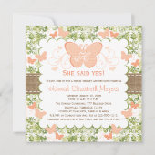 モモのバーラップの蝶ブライダルシャワー招待状 招待状 (正面)