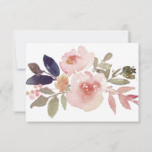 モモのピンクのラベンダーの紫色の野生の花RSVP 出欠カード (裏面)